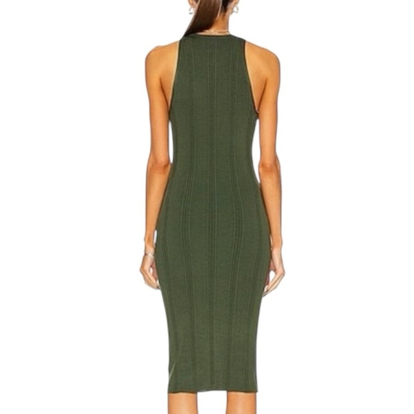L’AGENCE Shelby Olive Green Midi Ribbed Knit Sleeveless Dress Size S Sweater - Picture 3 of 12